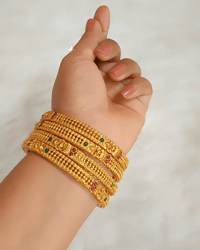 Image 1 of Goddess Laxmi Temple Bangles Set of 4