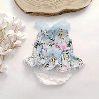 Image 1 of Newborn girls body-dress | floral blue