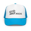 Foam trucker hat with black wording