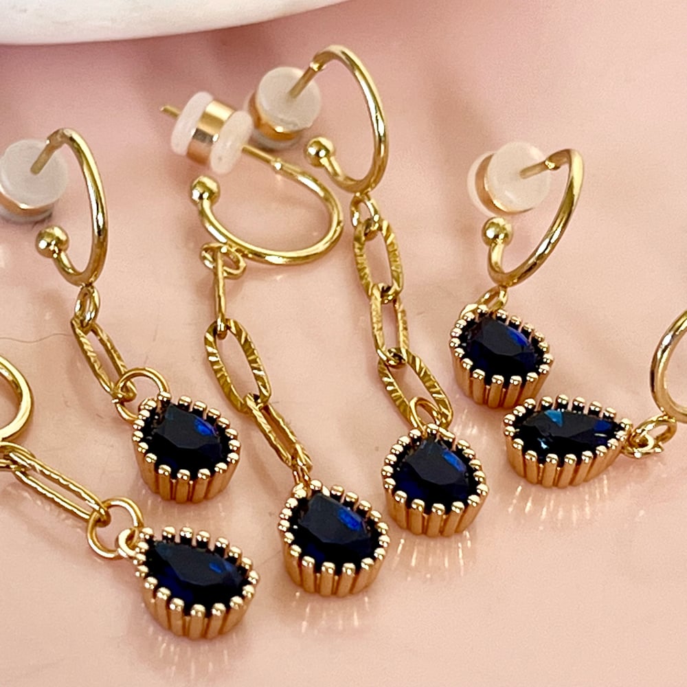 Image of Blue Glass Teardrops - 3 lengths