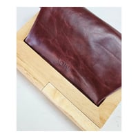 Image 4 of Burgundy Leather & Timber Clutch