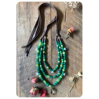 Image 5 of Faceted Green Glass Wrap Style Necklace 