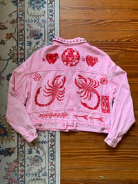 Image 2 of "Cotton Candied" - Pink Studded Printed Denim Jacket