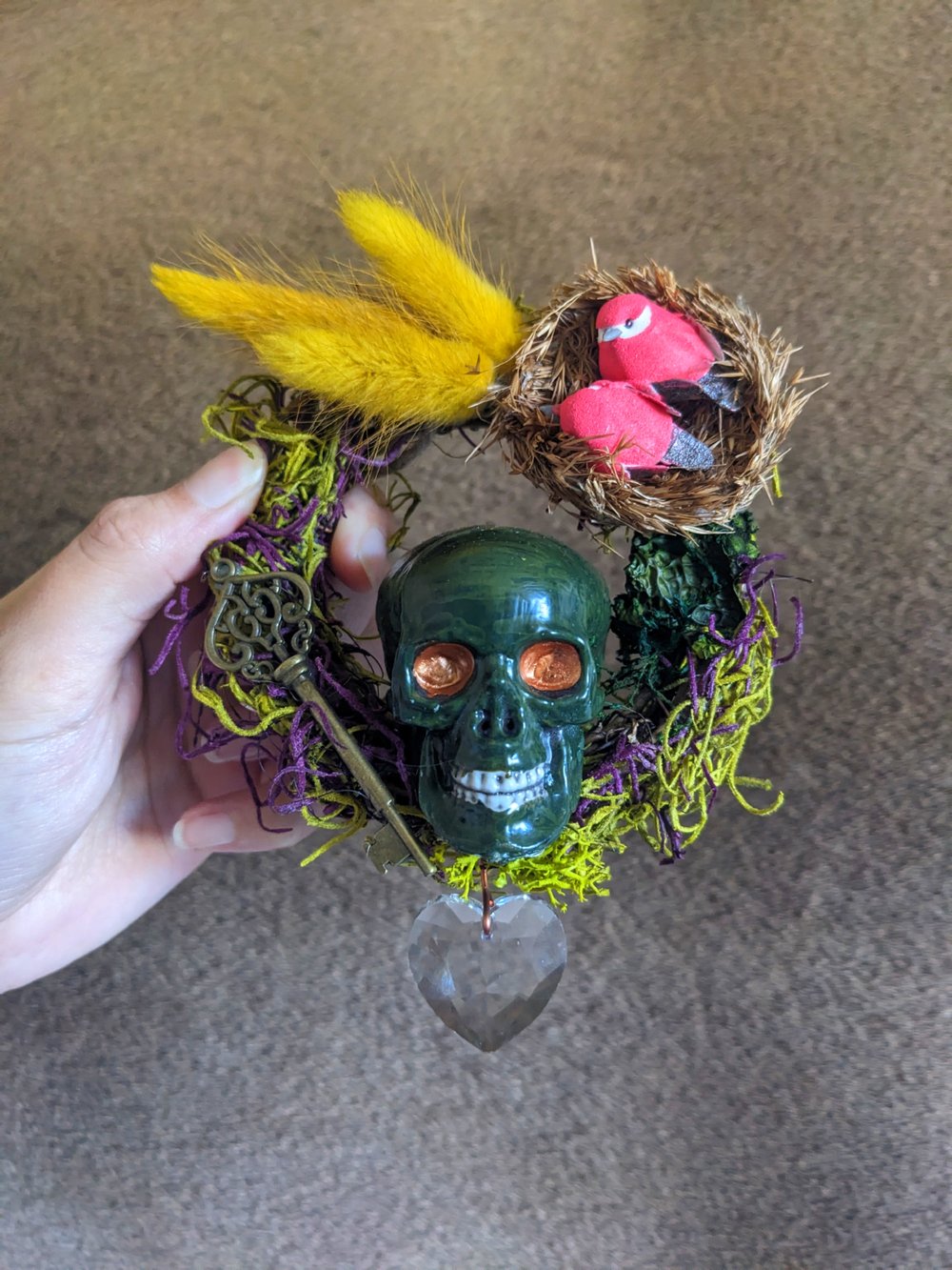 Image of Mini Grief Wreath (green skull)