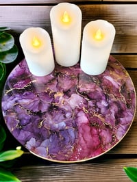 Image 3 of 14" Lazy Susan Turntable Epoxy Resin Art 'The Empress'