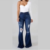 Image 1 of Denim 5 pocket Flare Jeans