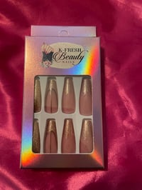 Nails - Long (Gold Glitter Design)
