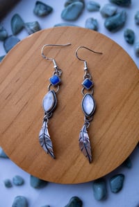 Image 2 of Moonstone & Lapis Lazuli Earrings