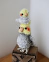 Pipe cleaner grey and yellow cockatiels 