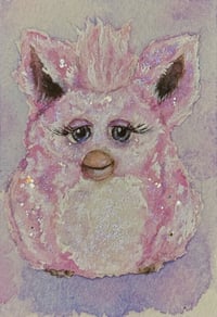 ‘Strawberry Swirl Furby’ Embellished Art Print