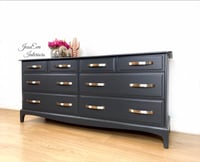 Image 5 of Vintage Stag Captain CHEST OF DRAWERS / SIDEBOARD / TV CABINET painted in dark grey