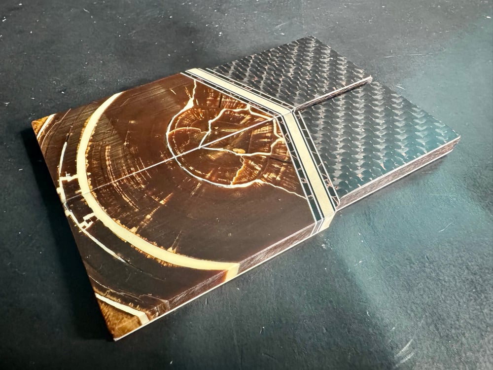 Image of Copper Carbon Fiber & Mammoth Tusk Segmented Knife Scales 