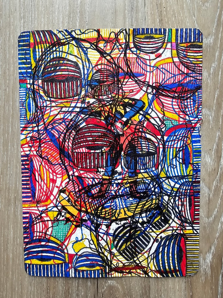 Image of Original Drawning on found 8" x 11" Joker Card