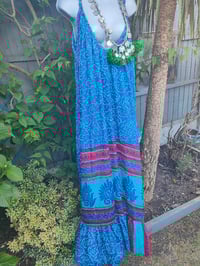 Image 3 of PEFKOS MAXI DRESS Blue red- Sise 10-18 uk