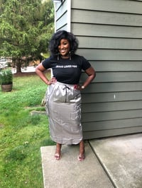 Satin Silver Cargo Skirt