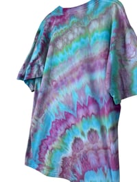 Image 7 of XL Adult Combed Cotton Tee in Water Lilies Agate Ice Dye