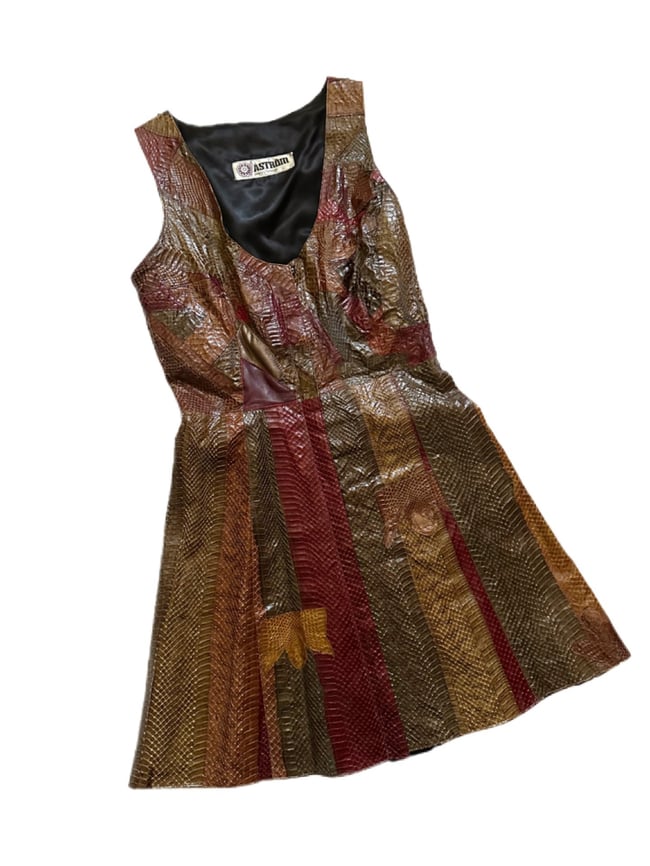 late 1960s London snakeskin mini dress