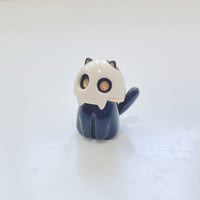 Image 2 of Glow in dark Black cat with skull mask ceramic figurine 