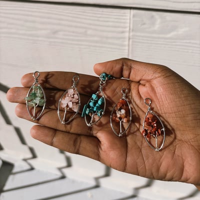 Image of wire chain  tree of life necklaces 