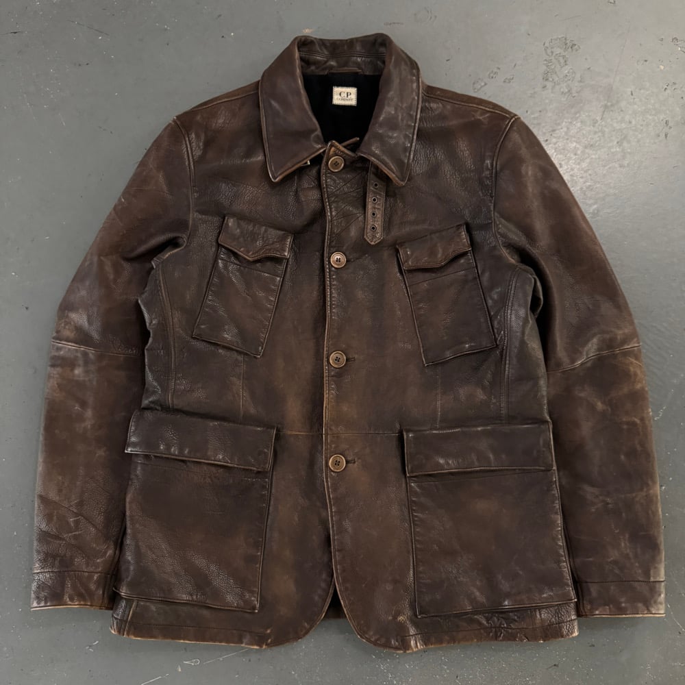 Image of AW 2009 CP Company multi pocket leather jacket, size large