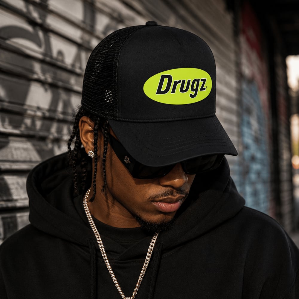 Image of DRUGZ® - Logo Trucker Hat (NEON/BLACK)