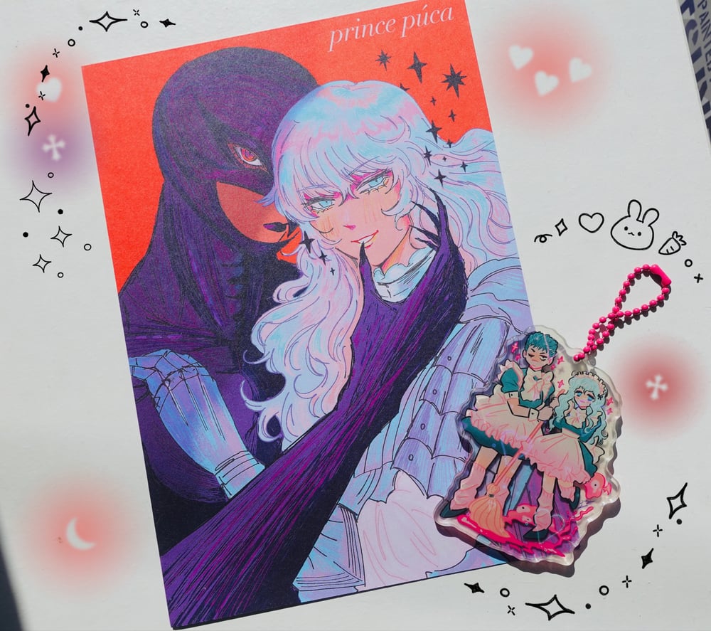 Image of BERSERK A5 print & holo heart acrylic charm 8cm