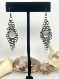Image 2 of 'By the Sea' Stainless Steel Chainmaille Earrings 