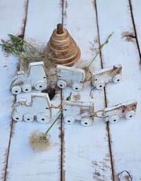 Image 1 of Wooden toy white vintage train 2