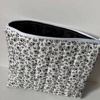 Image 5 of Black Floral Handmade Quilted Makeup Bag 