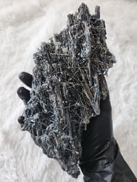 Image 5 of 1.8lb Stibnite Rare Crystal Specimen with Custom Stand 