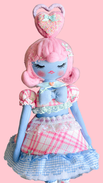 Image of RESERVED FOR DAYNA Medium Art Doll Love Monster Blue 2