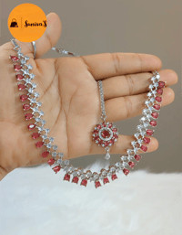 Image 3 of Priya- AD Jhumka Necklace Set 