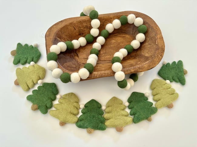 Snowy Forest Felt Ball Garland 