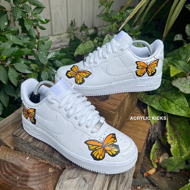 Nike AF1 - Hand Painted Orange Butterflies 