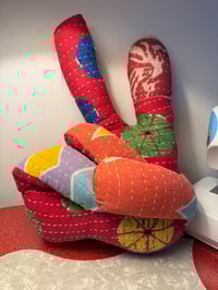 Image 1 of Upcycled “Peace Sign Fingers”  decorative pillow