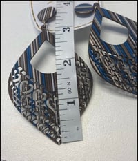 Image 3 of Fabric Wood earrings Blue