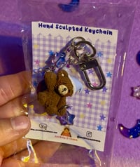 Image 4 of Leo Bear Celestial Keychain with Moon & Star Charms | Hand-Sculpted Polymer Clay Teddy Accesory