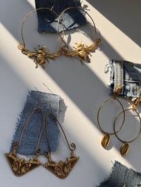 Image 3 of Honey// Brass Cowrie Earrings