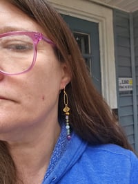 Image 2 of Knotted gemstone and brass earrings 03