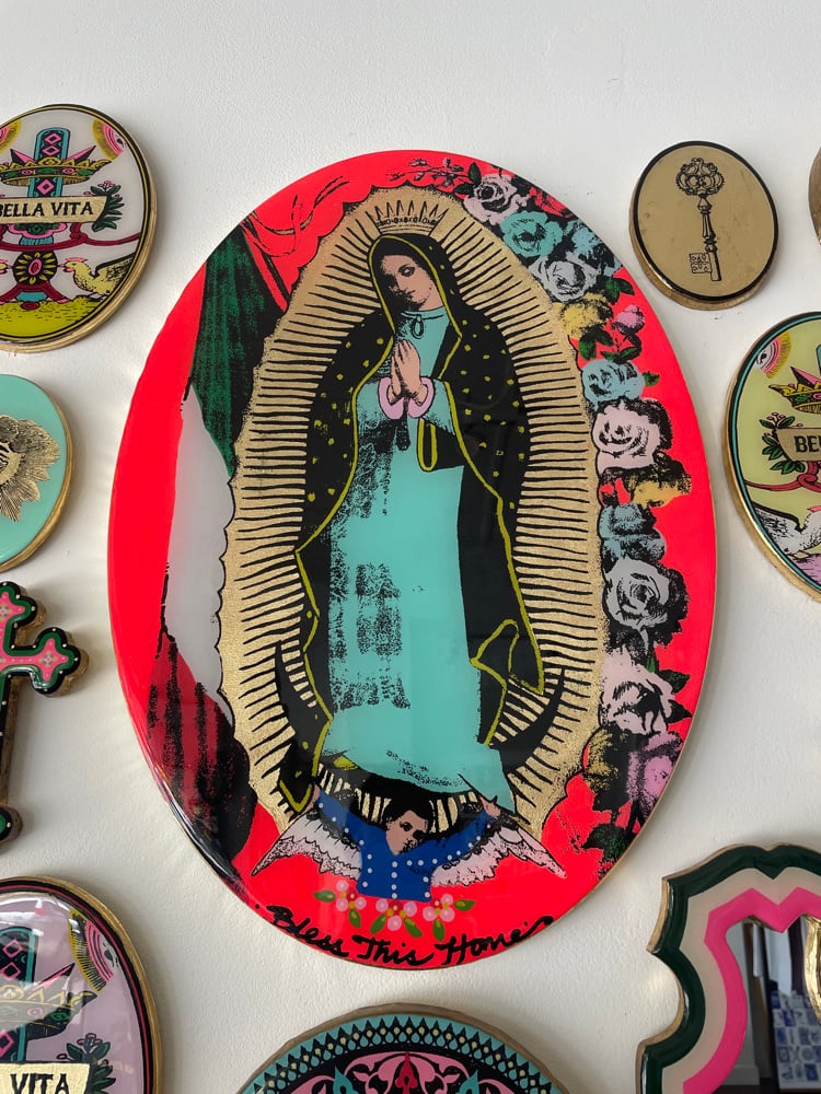 Image of Big Oval Mary Fluoro Red 35cm x 58cm