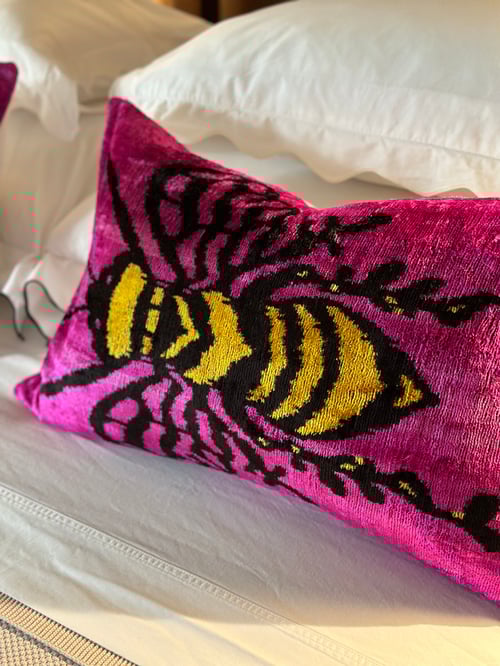 Image of Ikat Velvet Bee Cushion