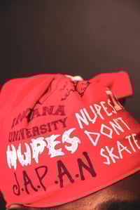 Image 3 of Kollage Tie String Beanie (Red)