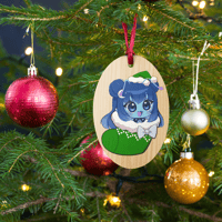 Starry Chibi Stocking Wooden Ornament