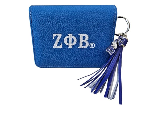 Image of Sorority Blue Tassel Keychain Zipper Wallet