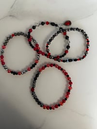 Image 7 of  Midnight Ruby and Black Tumbler Bracelet Stack