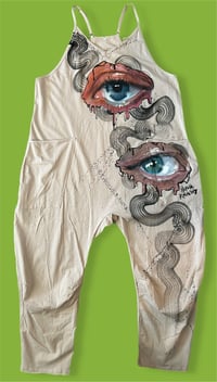 Image 1 of “WAVY EYES” CUSTOM HAND PAINTED BAGGY ROMPER LARGE