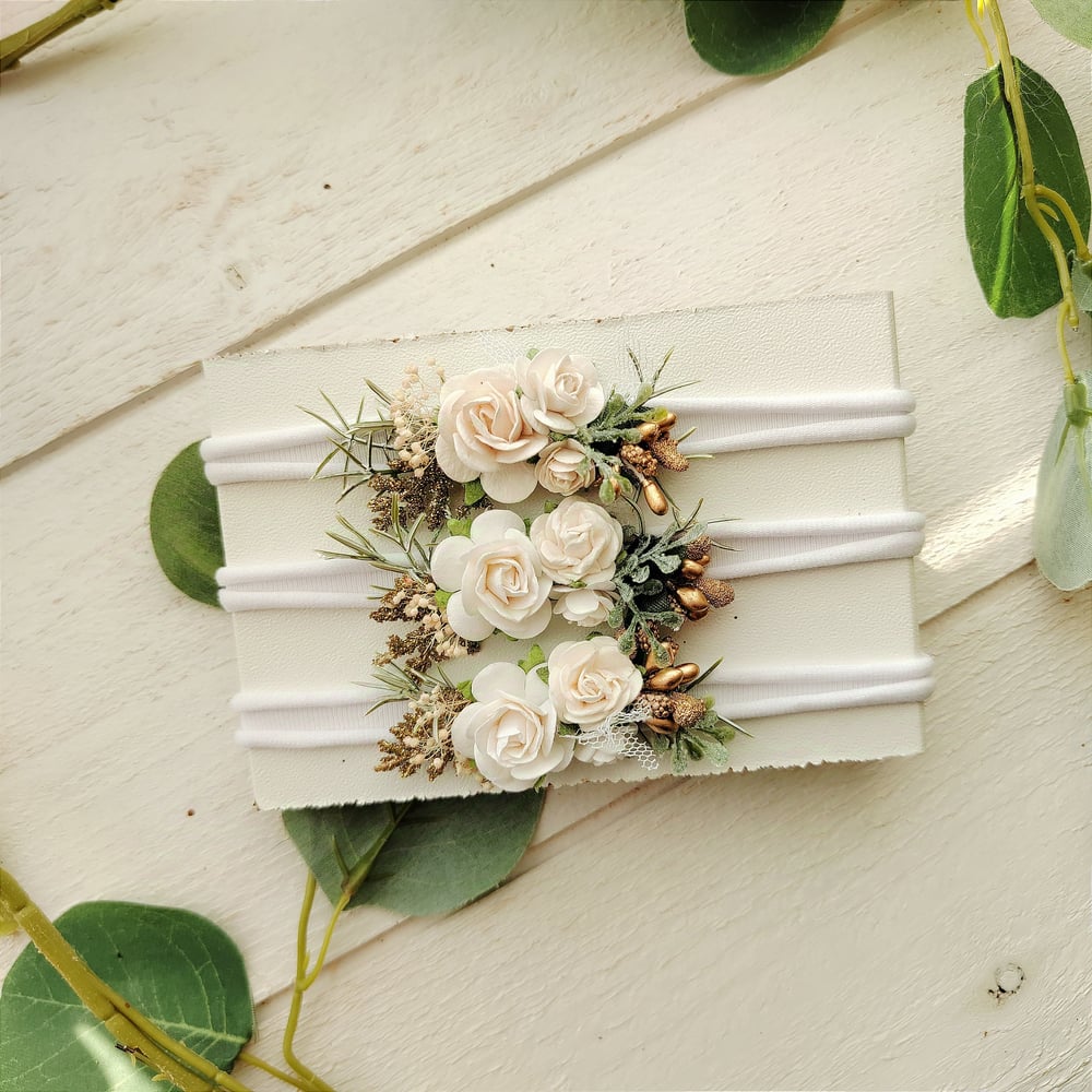 Image of Headband christmas blanc fleur blanche 