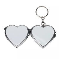Image 1 of Small Foldable Cosmetic Mirror With Keychain Heat Transfer Print Sublimation Blank Key Chain Mini Me