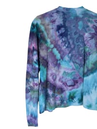 Image 6 of ♻️ UPCYCLED XS Lightweight Open Sweater Cardigan in Mermaid Watercolor Ice Dye