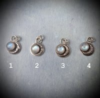 Image 1 of Maiden Moon Pendants - Handmade Sterling Silver Moon Pendants Set With Rainbow Moonstone